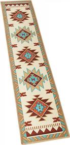 img 4 attached to Southwest Aztec Printed Accent Rug With Skid-Resistant Backing For Added Style And Color - 20" X 90