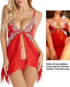 img 2 attached to V-Neck Front Closure Lace Babydoll Chemise: Seductive Sleepwear For Women With Mesh Detailing