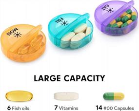 img 3 attached to Удобный и организованный: органайзер для таблеток дважды в день - 7-дневная круглая коробка с лекарствами для витаминов, рыбьего жира и добавок