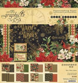 img 3 attached to Complete Graphic 45 Warm Wishes Collection - Includes 12X12 Paper Pack, 12X12 Patterns & Solids, 8X8 Paper Pad, Ephemera, Journaling Cards, Stamp Set And Chipboard