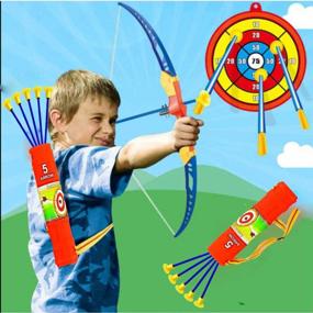 img 3 attached to Kids Outdoor Archery Set With Curve Bow, Suction Cup Arrows, Target Stand, And Quiver - Toysery Boy And Arrow Toy Set For Hunting Practice And Outdoor Play - 2 Sets