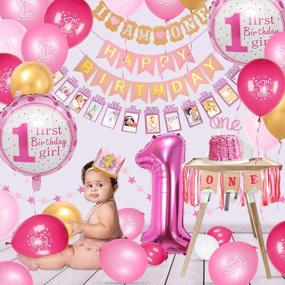 img 2 attached to 70-Piece JOYYPOP First Birthday Girl Decorations Set With Baby Crown, 12 Month Photo Banner, I AM ONE Banner, ONE Cake Topper, And 1St Birthday Highchair Banner For A Memorable Celebration