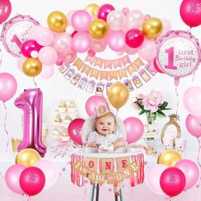 img 1 attached to 70-Piece JOYYPOP First Birthday Girl Decorations Set With Baby Crown, 12 Month Photo Banner, I AM ONE Banner, ONE Cake Topper, And 1St Birthday Highchair Banner For A Memorable Celebration
