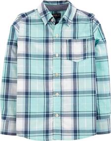 img 2 attached to Stylish Toddler Woven Buttonfront Green Plaid Boys' Clothing and Tops, Tees & Shirts