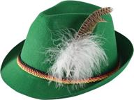 german oktoberfest alpine fedora - traditional bavarian swiss green felt hat with feather for kids & adults logo