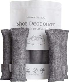 img 4 attached to 👟 Breathe Fresh with CANAGER Bamboo Charcoal Shoe Deodorizer! Long-lasting Odor Eliminator & Purifying Bags - 4 Packs, 150g Each