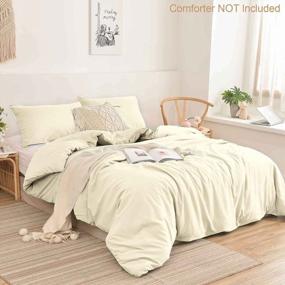 img 3 attached to Modern Style Tan Duvet Cover Set For Queen Size Beds - Luxury Microfiber Comforter Cover With Zip And Ties - Perfect For Both Men And Women (Beige, 3 Pc)