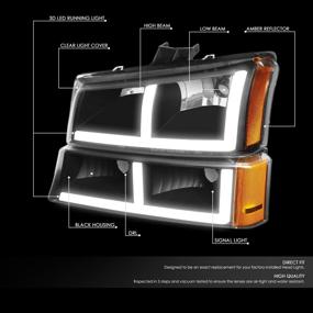img 3 attached to 🔦 DNA MOTORING HL-LB4-CSIL03-BK-AM LED Light Bar Headlights for 03-06 Avalanche and Silverado 1500-3500 HD (Models without Factory Cladding)
