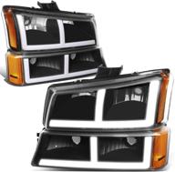 🔦 dna motoring hl-lb4-csil03-bk-am led light bar headlights for 03-06 avalanche and silverado 1500-3500 hd (models without factory cladding) логотип