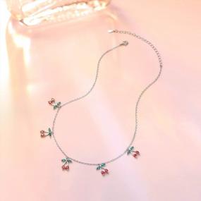 img 2 attached to 925 Sterling Silver Cherry Fruit Choker Necklace For Women Girls Birthday Gifts Jewelry