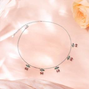 img 3 attached to 925 Sterling Silver Cherry Fruit Choker Necklace For Women Girls Birthday Gifts Jewelry