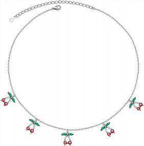 img 4 attached to 925 Sterling Silver Cherry Fruit Choker Necklace For Women Girls Birthday Gifts Jewelry