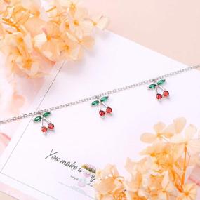 img 1 attached to 925 Sterling Silver Cherry Fruit Choker Necklace For Women Girls Birthday Gifts Jewelry