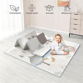 img 4 attached to 🧸 Fodoss Baby Play Mat: Waterproof, Foldable 47x47inch Playmat for Small Baby Playpen & Small Spaces