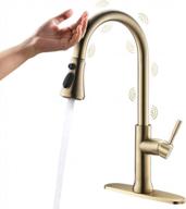 fapully touch kitchen faucets with pull down sprayer, single handle stainless steel brushed gold kitchen sink faucet with pull out sprayer and hole cover логотип