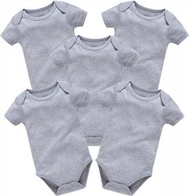 img 4 attached to Kavkas 100% Cotton Baby Solid Short Sleeve Bodysuits - 5 Pack For Boys And Girls, Ideal Undershirt For Infants From 0-24 Months