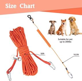 img 2 attached to 🐶 PAWCHIE 50ft Dog Runner Cable Tie Out - Portable Camping Overhead Trolley System with 8ft Pulley Runner Line - Suitable for Yard, Camping, Parks, Outdoor Events