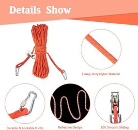 img 1 attached to 🐶 PAWCHIE 50ft Dog Runner Cable Tie Out - Portable Camping Overhead Trolley System with 8ft Pulley Runner Line - Suitable for Yard, Camping, Parks, Outdoor Events