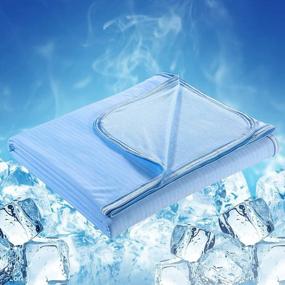 img 4 attached to Stay Cool and Comfy with LUXEAR Cooling Blanket: Double-Sided Cool Throw Blankets for Night Sweats, Japanese Fiber Cooling Lightweight Breathable Summer Cold Blankets for Hot Sleepers – Machine Washable