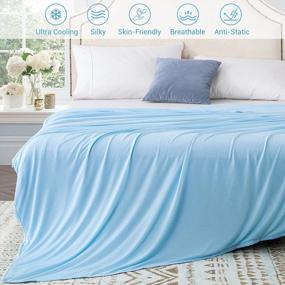 img 2 attached to Stay Cool and Comfy with LUXEAR Cooling Blanket: Double-Sided Cool Throw Blankets for Night Sweats, Japanese Fiber Cooling Lightweight Breathable Summer Cold Blankets for Hot Sleepers – Machine Washable