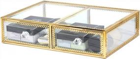 img 4 attached to Gold Glass Makeup And Jewelry Organizer With 2 Drawers - InnSweet Cosmetic Display Case