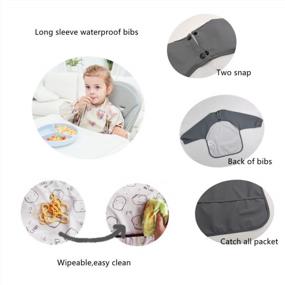 img 3 attached to Easy-Clean Long Sleeve Baby Bib With Food Catcher - GZMM Waterproof Bib For Infant And Toddler Feeding, Washable And Durable