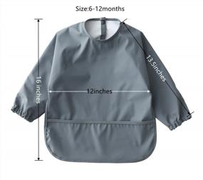 img 1 attached to Easy-Clean Long Sleeve Baby Bib With Food Catcher - GZMM Waterproof Bib For Infant And Toddler Feeding, Washable And Durable