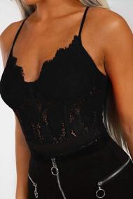 img 3 attached to Women'S Floral Lace Sleeveless Bodysuit Sexy Clubwear