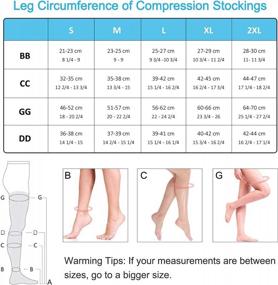 img 3 attached to Compression Stockings Thigh High For Women Men 20-30 Mmhg Graduated Compression Socks Open Toe Compression Support Hose With Non-Slide Silicone Dot Band For Swelling And Varicose Veins (Beige,L)