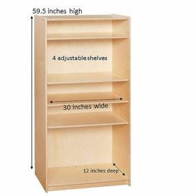 img 1 attached to Sprogs Wooden Bookcase With Five Shelves - Natural Finish, 30" X 12" X 60" H