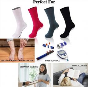 img 1 attached to KitNSox Non-Skid Diabetic Socks For Men Women, Non-Binding Moisture Wicking Cushioned Non Slip Crew Grip Socks