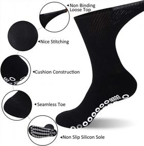 img 2 attached to KitNSox Non-Skid Diabetic Socks For Men Women, Non-Binding Moisture Wicking Cushioned Non Slip Crew Grip Socks