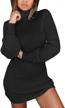 auxo women's knit slim fit long sleeve sweater tunic dress high neck pullover tops logo
