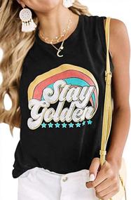 img 4 attached to Stay Golden In Style: Women'S Rainbow Sleeveless Tank Top Casual Tunic Blouse For Summer (Size XL)
