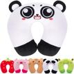 fun and comfortable kids travel pillow - soft neck and head support for airplanes, cars & trains - big eyes panda design - perfect gift for children! logo