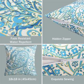 img 2 attached to Stylish And Durable: Set Of 2 18X18 Inch Outdoor Pillow Covers With Modern Paisley Pattern And Blue/White Stripes For Garden Or Patio Furniture