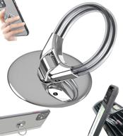 📱 ulvmyring 3 in 1 cell phone ring holder finger kickstand - phone ring grip, 360° rotation phone kickstand, cd slot & air vent car phone mount, compatible with iphone, samsung, lg and more (silver) logo