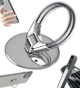 img 4 attached to 📱 ULVMYRING 3 in 1 Cell Phone Ring Holder Finger Kickstand - Phone Ring Grip, 360° Rotation Phone Kickstand, CD Slot & Air Vent Car Phone Mount, Compatible with iPhone, Samsung, LG and More (Silver)