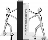 heavy duty zinc alloy bookends, non-skid metal book support for shelves, 7.28 x 6.1 in, silver logo
