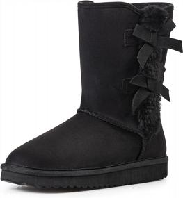 img 4 attached to KRABOR Women'S Suede Snow Boots - Mid-Calf Winter Shoes With Side Bows, Size 6-11