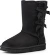 krabor women's suede snow boots - mid-calf winter shoes with side bows, size 6-11 logo
