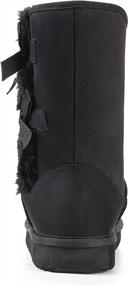 img 2 attached to KRABOR Women'S Suede Snow Boots - Mid-Calf Winter Shoes With Side Bows, Size 6-11