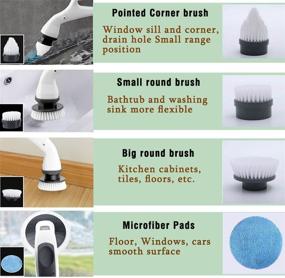 img 3 attached to Efficient Electric Spin Power Scrubber: Cordless Rechargeable Cleaning Brush Kit with 5 Replaceable Heads for Tile, Sink, Window, Floor, Tub, Wall