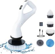 efficient electric spin power scrubber: cordless rechargeable cleaning brush kit with 5 replaceable heads for tile, sink, window, floor, tub, wall logo