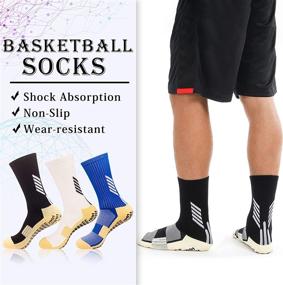 img 3 attached to Stay Comfortable And Safe On The Court With MENDENG Basketball Compression Socks: 3 Pack Crew Grip Athletic Football Sock For Men