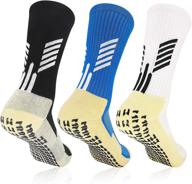 stay comfortable and safe on the court with mendeng basketball compression socks: 3 pack crew grip athletic football sock for men logo