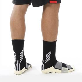 img 1 attached to Stay Comfortable And Safe On The Court With MENDENG Basketball Compression Socks: 3 Pack Crew Grip Athletic Football Sock For Men