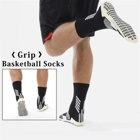 img 2 attached to Stay Comfortable And Safe On The Court With MENDENG Basketball Compression Socks: 3 Pack Crew Grip Athletic Football Sock For Men
