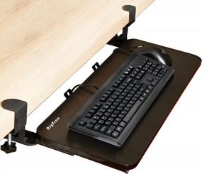 img 4 attached to Ergonomic Keyboard Tray With Retractable Drawer - Sliding Under Desk Platform [26” X 10”] For Mouse And Keyboard, Easy Assembly Without Tools Or Screws Needed (Black) By BigTron
