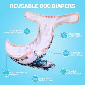 img 3 attached to 3 Pack Reusable, High Absorbency Dog Diapers For Female Dogs - Leak-Proof Rose Pattern - NOYAL Washable